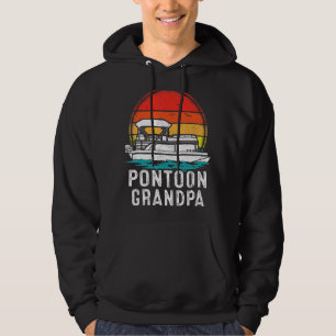 Mens Pontoon Boat Vintage Sunset Pontoon Grandpa F Hoodie