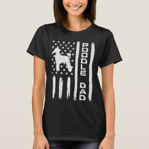 Mens Poodle Dad Us Flag Vintage Patriot Dog Lover  T-Shirt