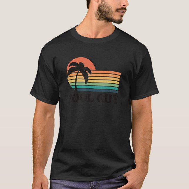 Mens Pool Guy Retro Sunset 1 T-Shirt (Front)