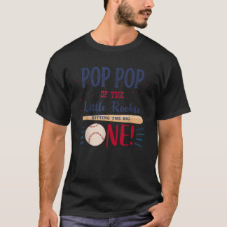 Mens Pop Pop First Birthday Little Rookie Baseball T-Shirt