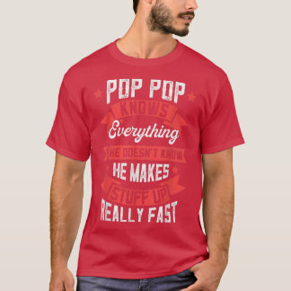 Mens Pop Pop Knows Everything Apparel, Funny Fathe T-Shirt