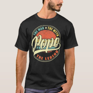 Mens Popo The Man The Myth The Legend Vintage Retr T-Shirt