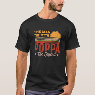 Mens Poppa The Man Myth Legend Retro Grandpa Fathe T-Shirt