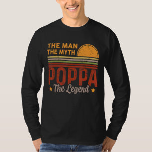 Mens Poppa The Man Myth Legend Retro Grandpa Fathe T-Shirt