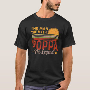 Mens Poppa The Man Myth Legend Retro Grandpa Fathe T-Shirt