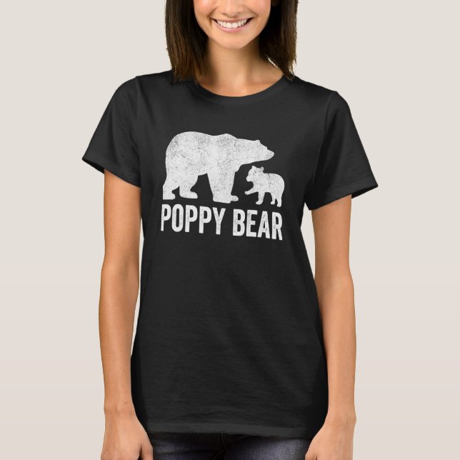 Mens Poppy Bear Fathers Day Grandad  Funny Cub Kid T-Shirt (Front)