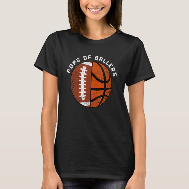 Mens Pops Of Ballers Funny Football Basketball Pop T-Shirt (Front)