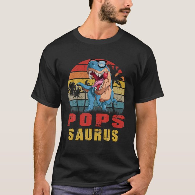 Mens Pops Saurus Dinosaur Funny Popssaurus T Rex L T-Shirt (Front)