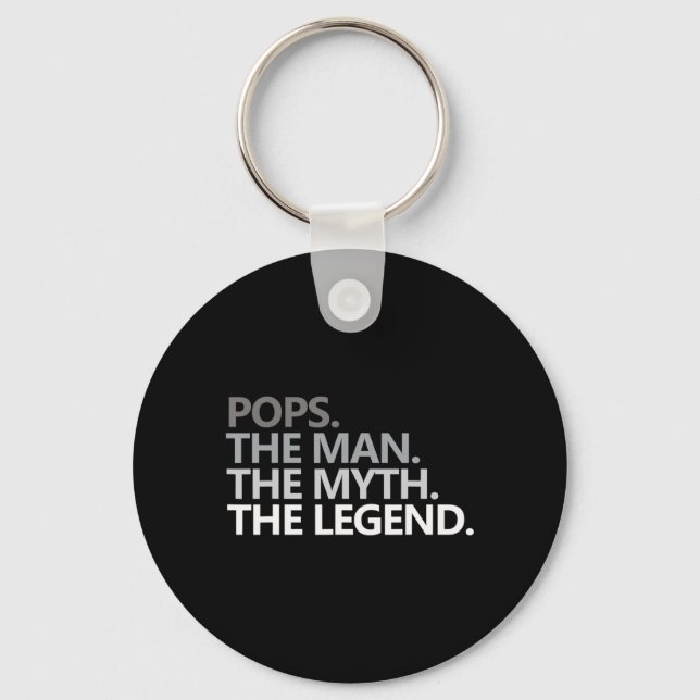 Mens POPS THE MAN THE MYTH THE LEGEND Father's Day Key Ring (Front)