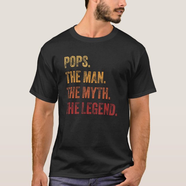 Mens Pops The Man The Myth The Legend Retro Father T-Shirt (Front)