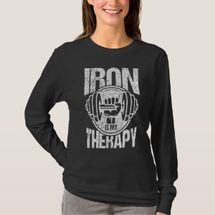Mens Powerlifting Strongman  Iron Is My Therapy Fi T-Shirt