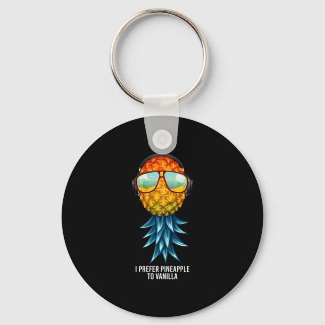 Mens prefer pineapple to vanilla upside down key ring (Front)