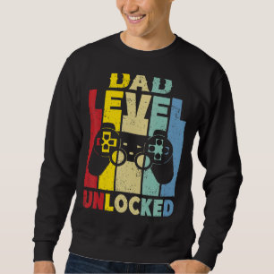 Mens Pregnancy Announcement Dad Level Unlocked Soo Sweatshirt