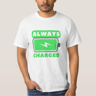 Mens premium energetic T-shirt. Always Charged.  T-Shirt