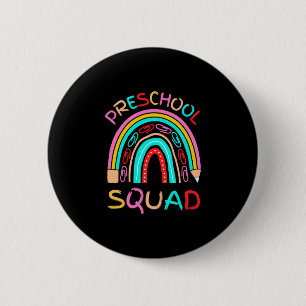 Mens preschool squad cute retro back to school 6 cm round badge
