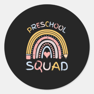 Mens preschool squad cute retro back to school classic round sticker