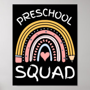 Mens preschool squad cute retro back to school poster