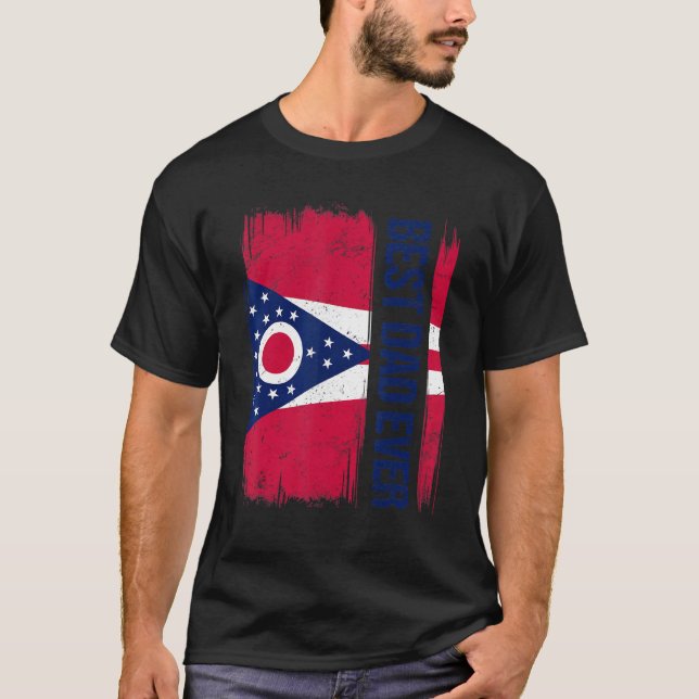 Mens Pride Best Dad Ohio State Flag T-Shirt (Front)