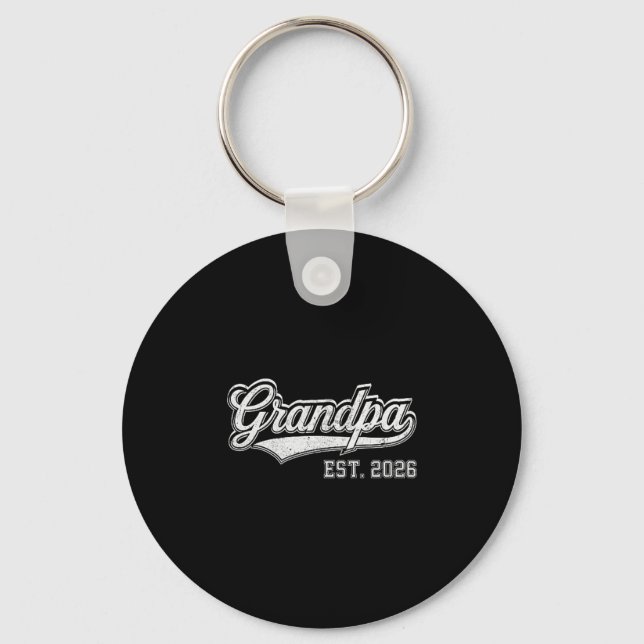 Mens Promoted Grandpa Est 2026 Key Ring (Front)