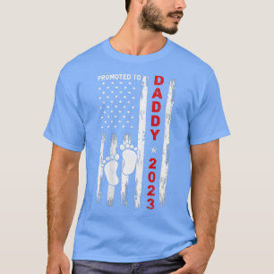 Mens Promoted To Daddy 2023 American Flag New Dad T-Shirt