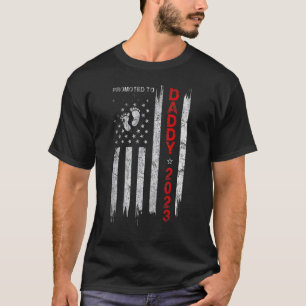 Mens Promoted To Daddy 2023 Patriotic Flag First T T-Shirt