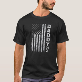 Mens Promoted To Daddy 2024 First Time Dad Patriot T-Shirt