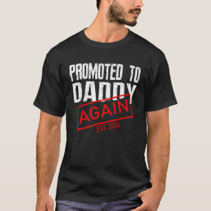 Mens Promoted to Daddy again 2024 Father Pregnancy T-Shirt