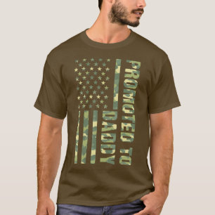 Mens Promoted To Daddy American Flag Camo Day T-Shirt