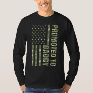 Mens Promoted To Daddy American Flag Camo Fathers T-Shirt