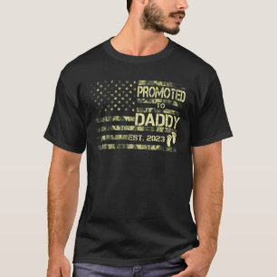 Mens Promoted To Daddy Est 2023 - Camo American Fl T-Shirt