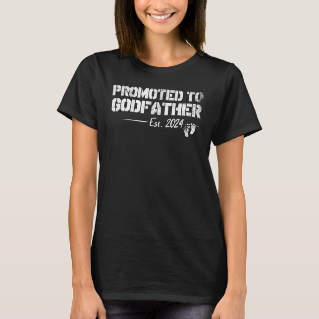 Mens Promoted to Godfather 2024 funny for new dad  T-Shirt (Front)
