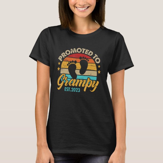 Mens Promoted to Grampy 2023 Father's Day  First T T-Shirt (Front)