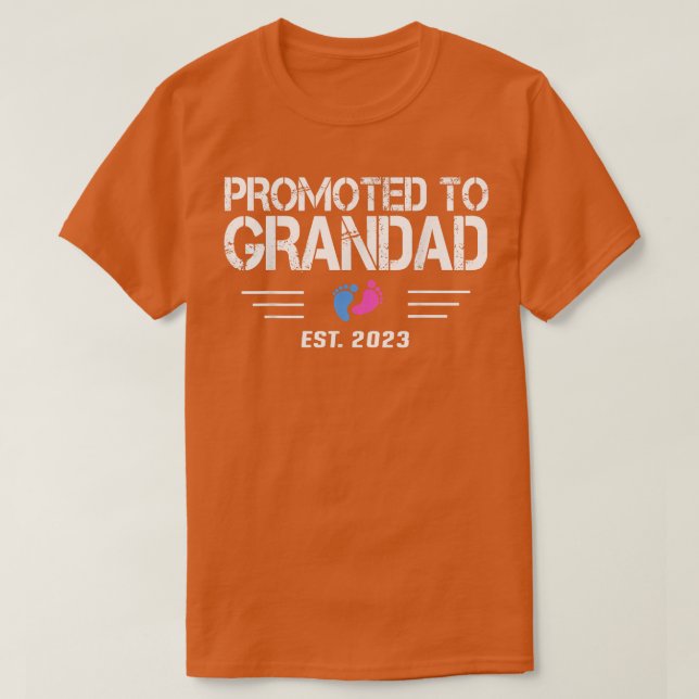 Mens Promoted to Grandad Est 2023  Pink or Blue Ge T-Shirt (Design Front)