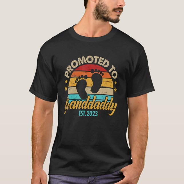 Mens Promoted to Granddaddy 2023 Father's Day  Fir T-Shirt (Front)