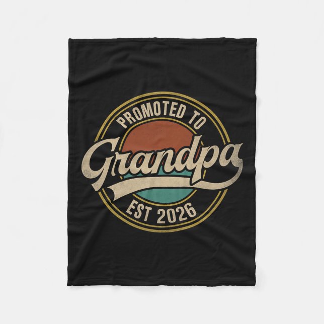 Mens Promoted To Grandpa 2026 New Grandfather Baby Fleece Blanket (Front)