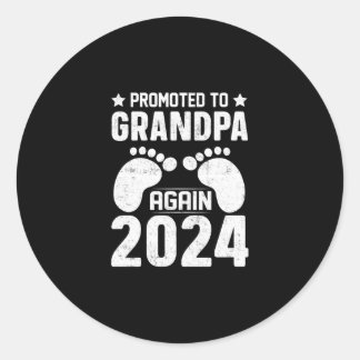 Men's Promoted To Grandpa Again Est 2024 Classic Round Sticker