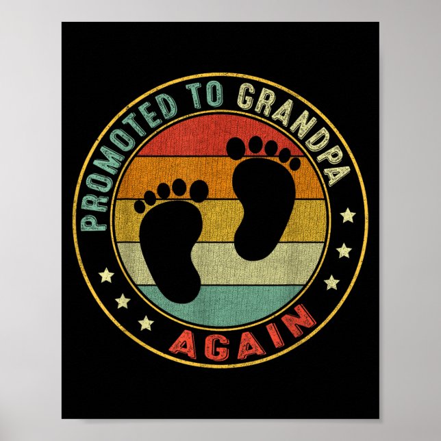 Mens Promoted To Grandpa Again Pregnancy Expecting Poster (Front)