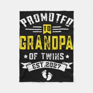Mens promoted to grandpa of twins est 2027 fleece blanket
