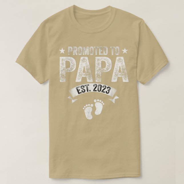 Mens Promoted To Papa Est 2023 Funny New Grandfath T-Shirt (Design Front)