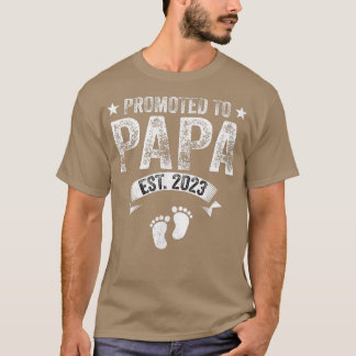 Mens Promoted To Papa Est 2023 Funny New Grandfath T-Shirt