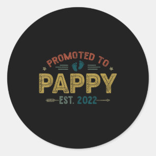 Mens Promoted To Pappy Est 2022 Funny New Pappy  Classic Round Sticker