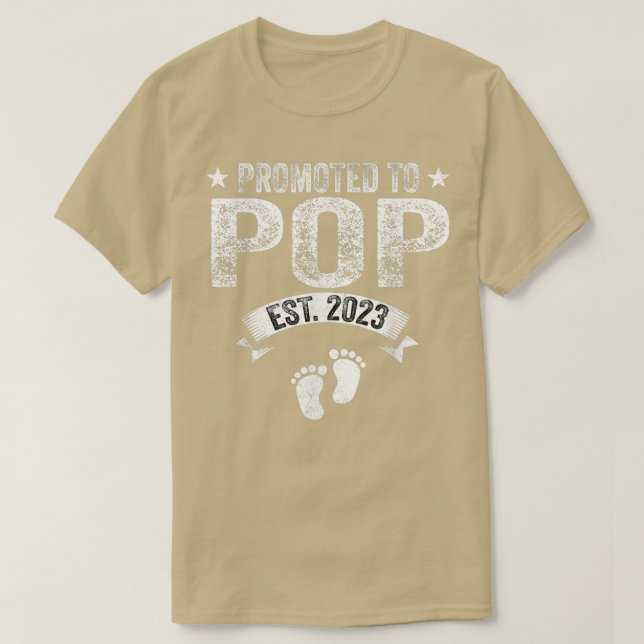 Mens Promoted To Pop Est 2023 Funny New Grandfathe T-Shirt (Design Front)