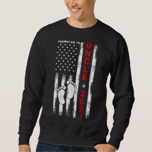 Mens Promoted To Uncle 2023 Us Flag New Uncle Fat Sweatshirt