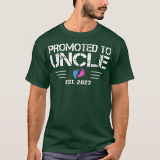 Mens Promoted to Uncle Est 2023  Pink or Blue Gend T-Shirt