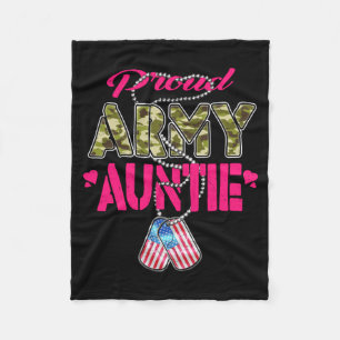 Mens Proud Army Auntie Camo Flag Dog Tags Pride Fleece Blanket