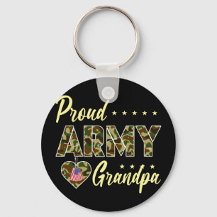 Mens proud army grandpa camouflage soldier family key ring