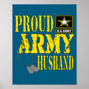 Mens Proud Army Husband Military Illustration Poster