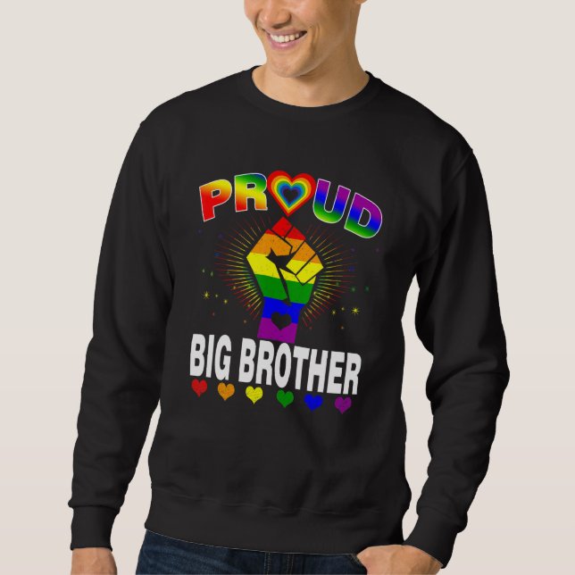 Mens Proud Big Brother Rainbow  Lgbt Gay Pride Mon Sweatshirt (Front)