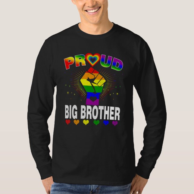 Mens Proud Big Brother Rainbow  Lgbt Gay Pride Mon T-Shirt (Front)