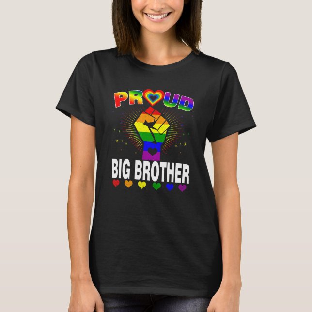 Mens Proud Big Brother Rainbow  Lgbt Gay Pride Mon T-Shirt (Front)
